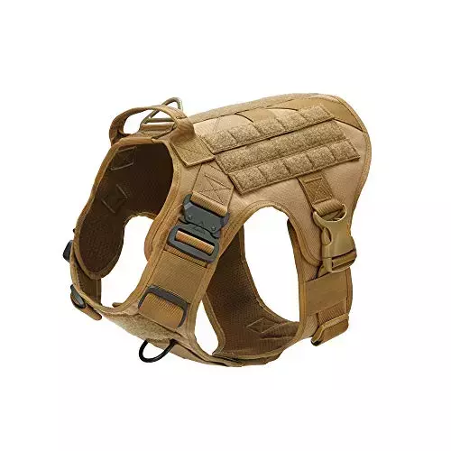 Tactical Dog Vest Molle K9 Harness with Pulling Handle and Front Clip Leash