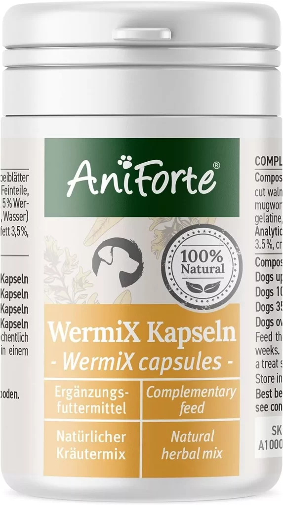 AniForte WermiX for Dogs, 50 Capsules - Natural Dewormer, Natural Product During and After Worm Infestation, Natural, Pure, Chemical-Free
