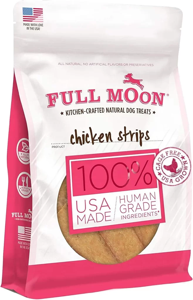 Full Moon Chicken Strips Healthy All Natural Dog Treats Human Grade Made in USA Grain Free 24 oz