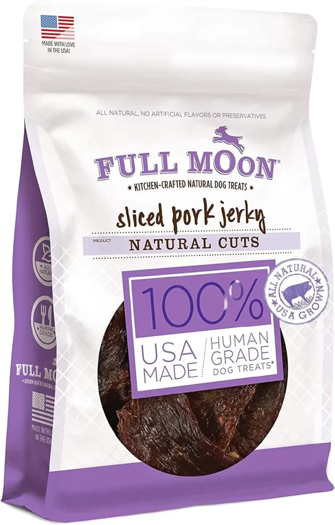 Full Moon Natural Cut Pork Jerky Healthy All Natural Dog Treats Human Grade Grain Free 10 oz