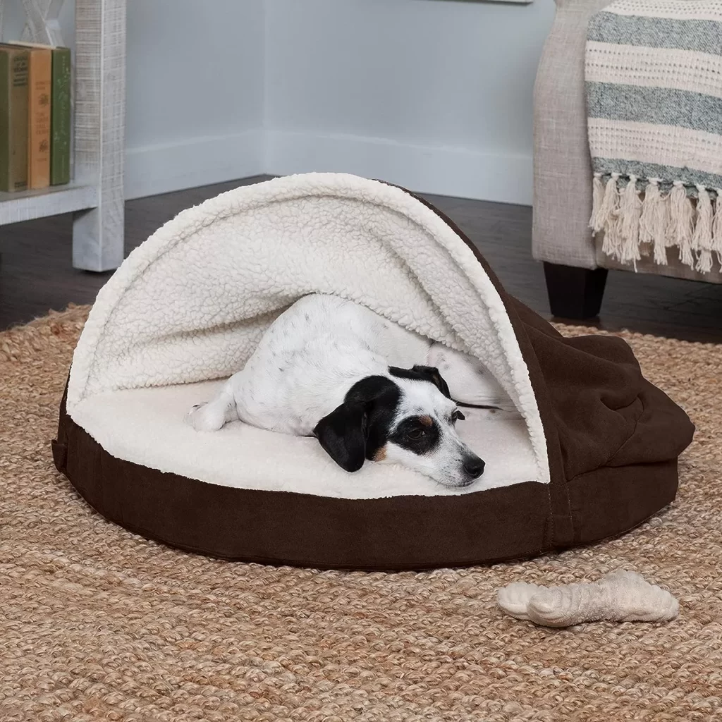 Furhaven 26 Orthopedic Dog Bed - Removable Washable Cover - Up to 30 lbs - Sherpa & Suede Snuggery - Espresso