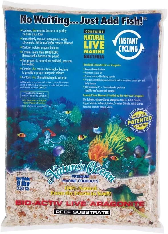 Nature's Ocean Bio-Activ Live Aragonite Reef Substrate, 8 lbs