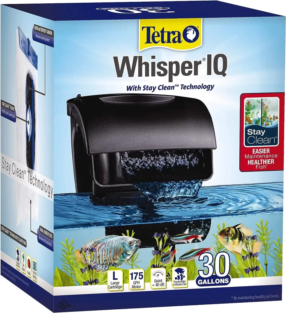 Tetra Whisper IQ Power Filter, 175 GPH, with Stay Clean Technology, 30 Gallons