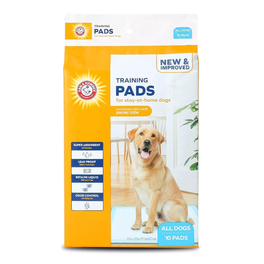 Arm & Hammer for Dogs Puppy Training Pads with Attractant  New & Improved Super Absorbent, Leak-Proof, Odor Control Quilted Puppy Pads with Baking Soda  10 Count Bulk Wee Wee Pads