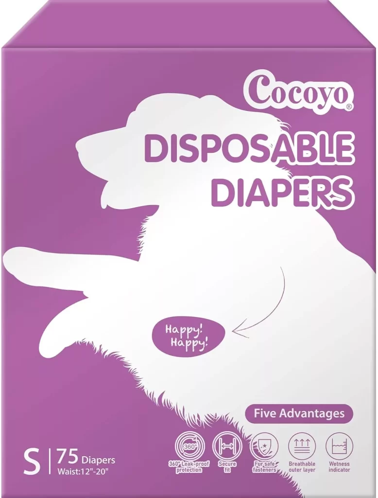 COCOYO Disposable Dog Diapers Female, Doggie Diapers Female,Puppy Diapers Female, Super Absorbent, Breathable, Wetness Indicator (Small, 75)