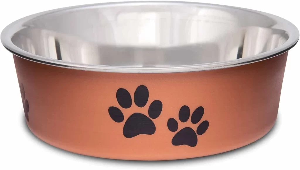 Loving Pets - Bella Bowls - Dog Food Water Bowl No Tip Stainless Steel Pet Bowl No Skid Spill Proof (Small, Copper) 