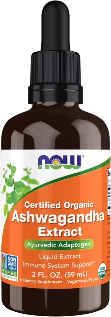 NOW Supplements, Ashwagandha Liquid Extract, Organic, Immune System Support, 2 fluid ounces 