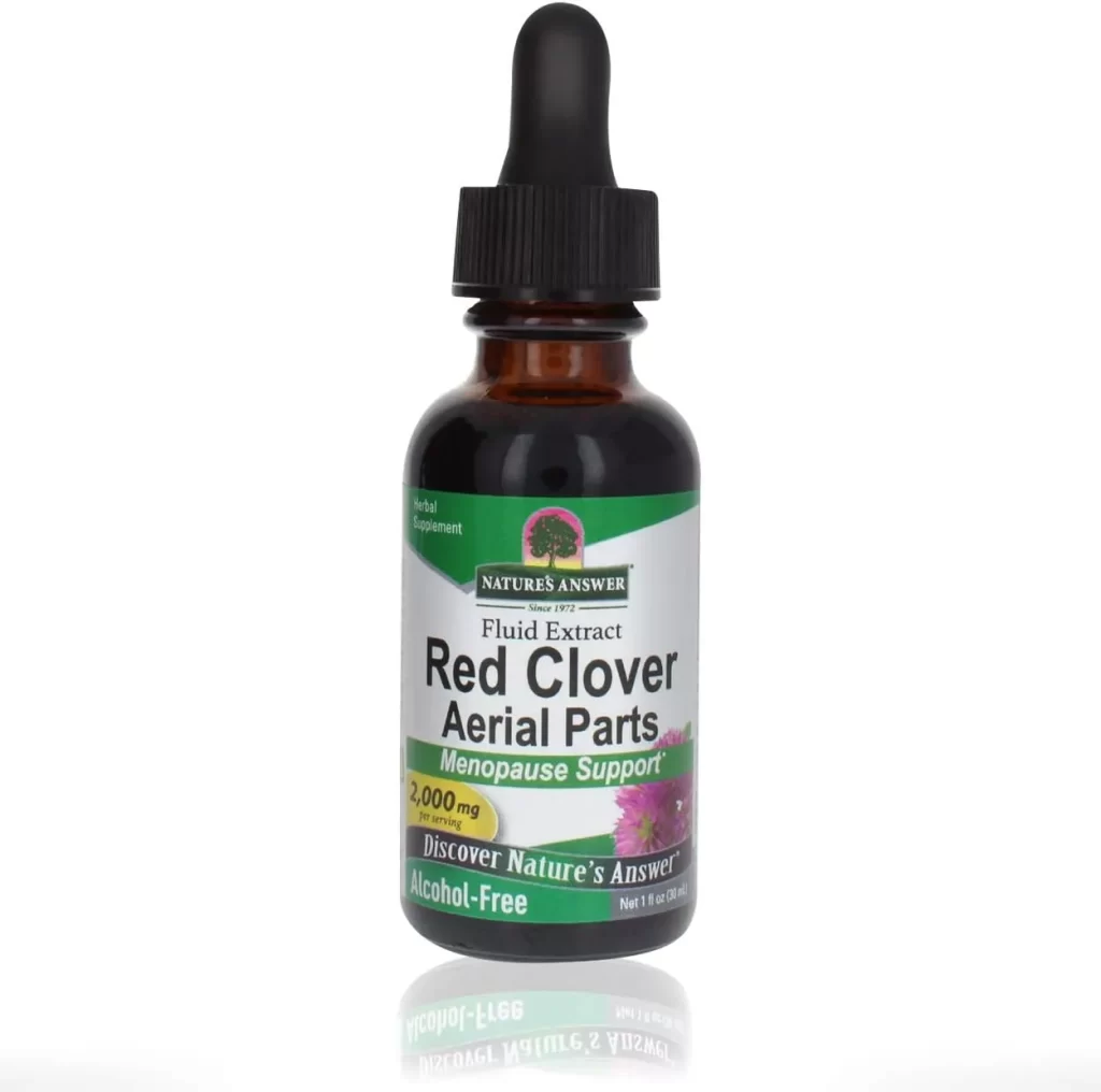 Nature's Answer Alcohol-Free Red Clover Extract Supplement, 1-Fluid Ounce  Natural Mood Support  Hormone Balance for Women  Menopausal Support