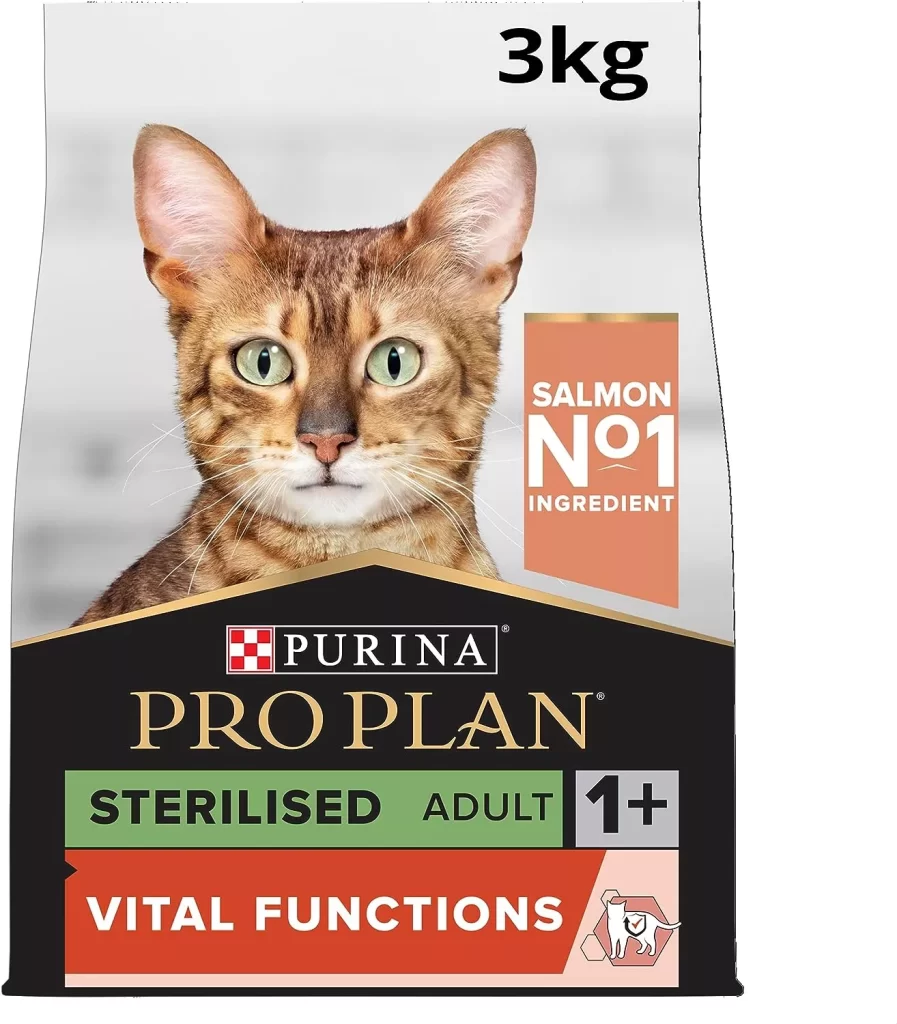 PRO PLAN Adult 1+ STERILISED VITAL FUNCTIONS Rich in Salmon Dry Cat Food 3 kg For Neutered Cats 