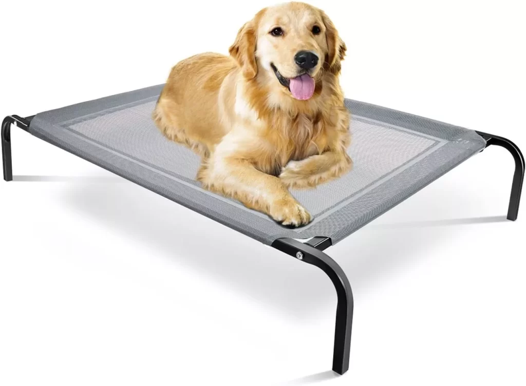Paws & Pals Elevated Dog Bed - Steel Frame, Temp Control, Indestructible Chew-Proof Pet Cot wTrampoline Suspended Raised Hammock Best for Portable inOut Door Use Cooling Platform  Medium