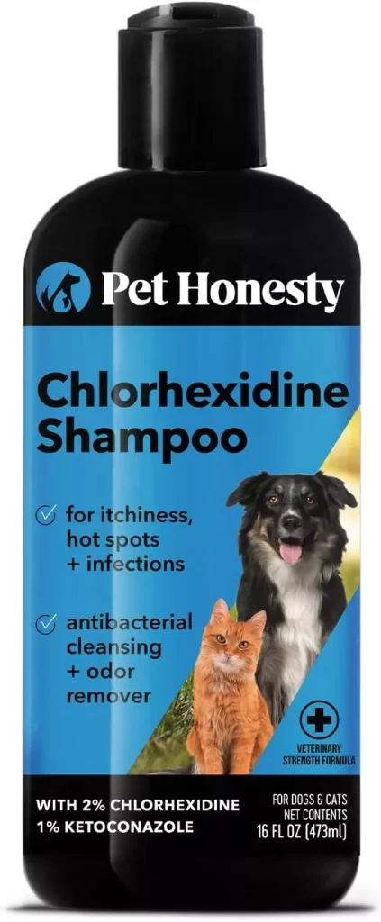 Pet Honesty Chlorhexidine Dog Shampoo for Allergies and Itching for Dogs & Cats - Dog Skin and Coat Supplement - Helps Shedding, Hot Spots, Deodorizing Dog Shampoo, Dog Grooming Supplies - 16oz