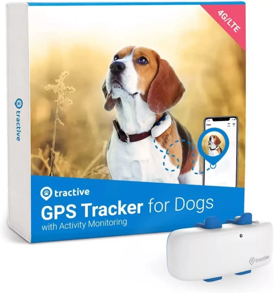 tractive GPS Tracker for Dogs - Waterproof, GPS Location & Smart Pet Activity Tracker, Unlimited Range, Works with Any Collar (White)