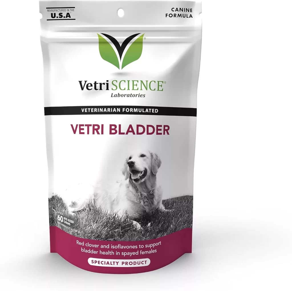 VetriScience Vetri Bladder Supplement for Dogs – Bladder Support Chews with Antioxidants for Spayed and Senior Dogs, Manage Incontinence and Urine Leaks 
