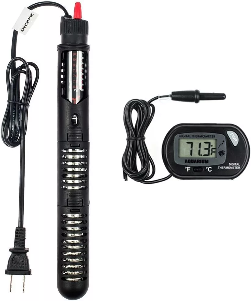Zacro AH066 Submersible Aquarium Heater of 300W with Visible Temperature and Floating Thermometer with Suction Cup 