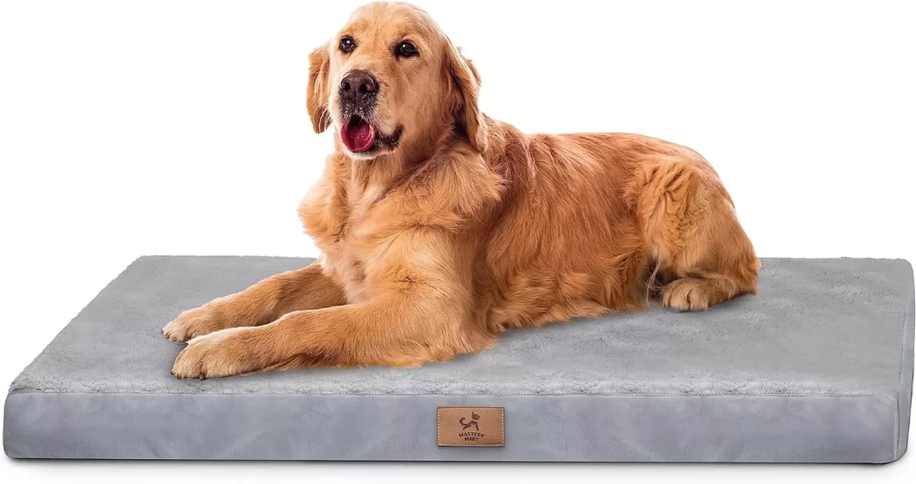 MASTERY MART Indestructible Dog Bed for Large Dogs Clearance, Dog Crate Bed, Waterproof Dog Bed, chew Proof Orthopedic Pet Bed with Washable Cover and Nonskid Bottom - XL Grey 