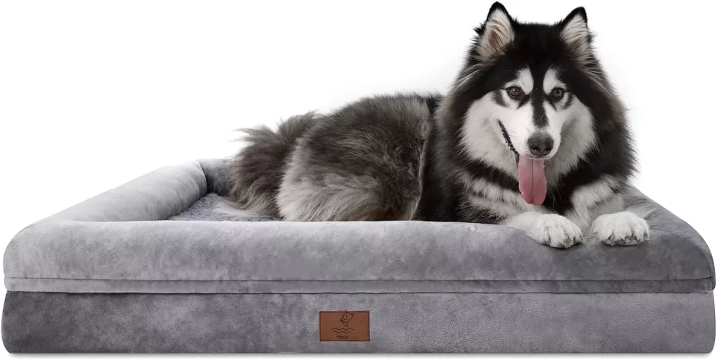 Yiruka XL Dog Bed, Orthopedic Washable Dog Bed with Removable Cover, Grey Waterproof Extra Large Dog Bed